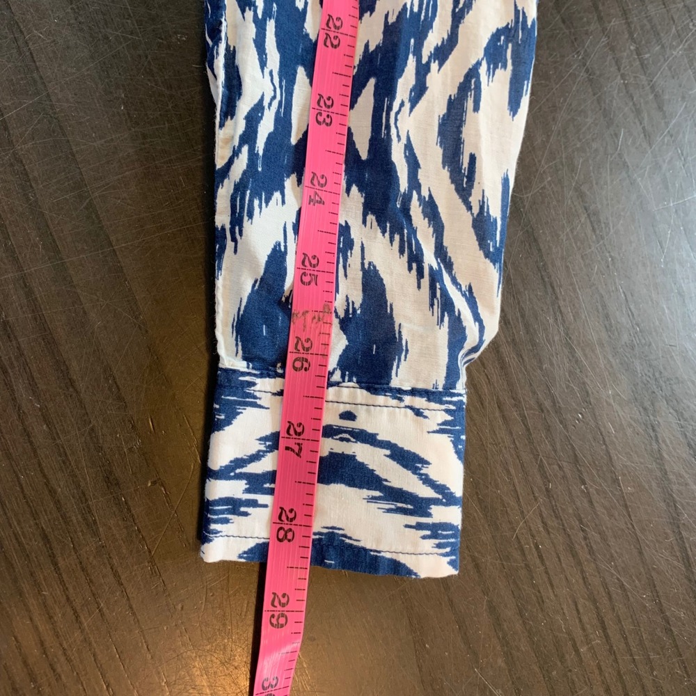 Athleta Ikat Print Tunic Top Women XXS Blue White Cotton Silk Shirt Dress Preppy - Picture 12 of 14